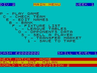 World Soccer League screenshot 2 for ZX Spectrum